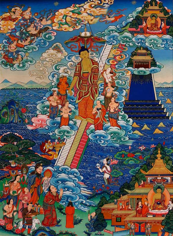 佛教描述降神节,佛主下凡情景