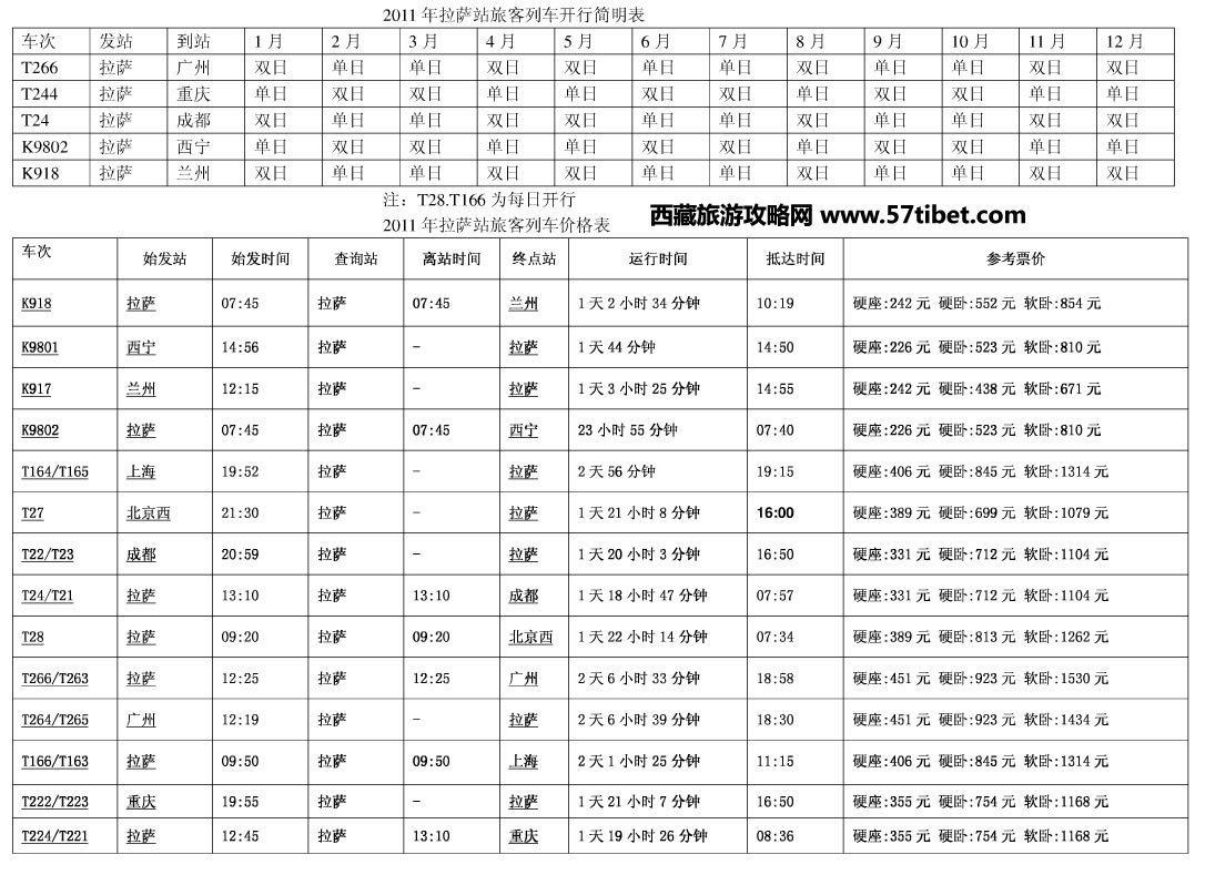 2011年最新版青藏铁路时刻表图片2